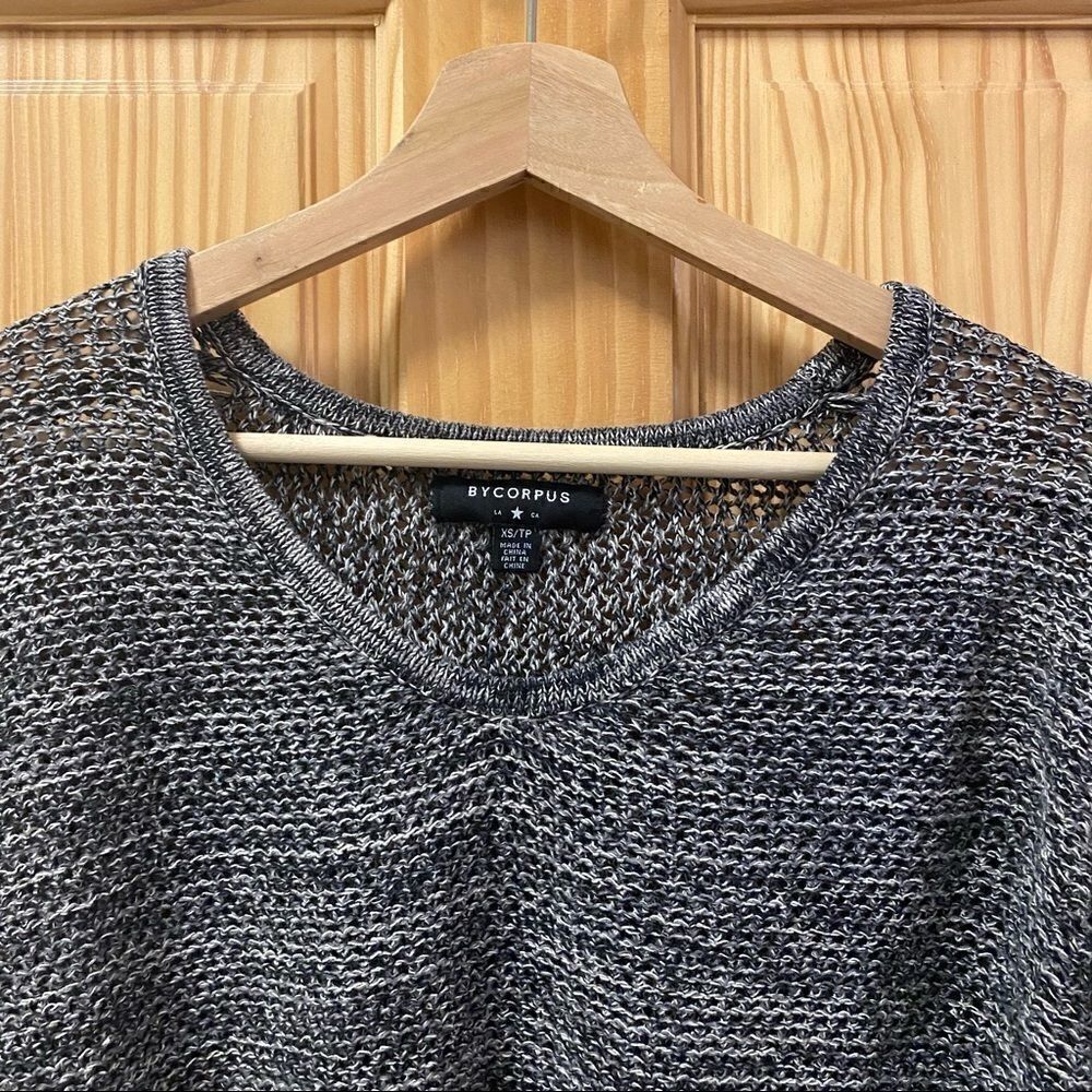 Urban Outfitters UO Bycorpus black grey white marled open knit sweater top XS - Picture 4 of 8